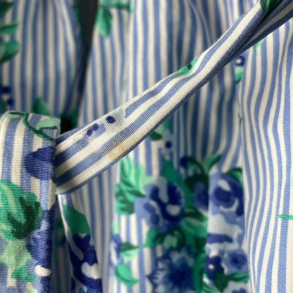 Vintage Floral Striped Puff Sleeve Dress - Picture 4 of 7